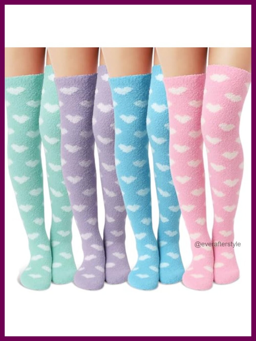 Coral Fleece Knee High Fuzzy Socks Winter Warm Slipper Socks